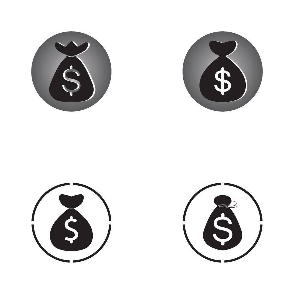 pengar väska set med dollar symbol vektor logotyp ikon