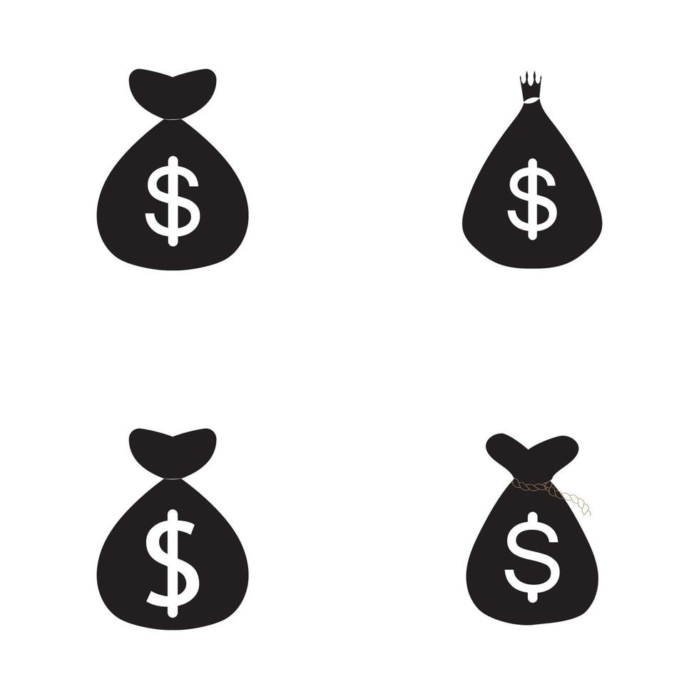 Geldsack-Set mit Dollar-Symbol-Vektor-Logo-Symbol vektor