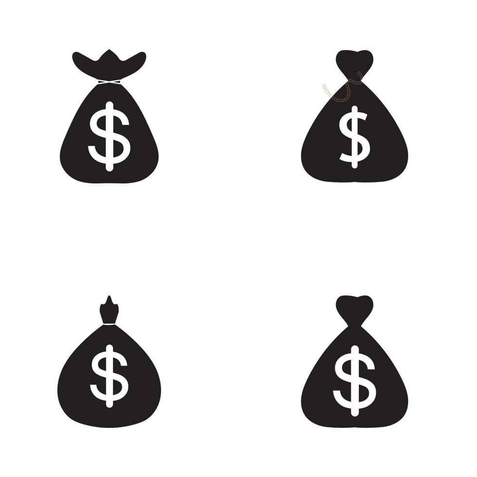 pengar väska set med dollar symbol vektor logotyp ikon