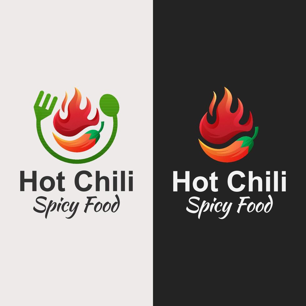 varm chili, kryddig mat logotypdesign med två versioner vektor