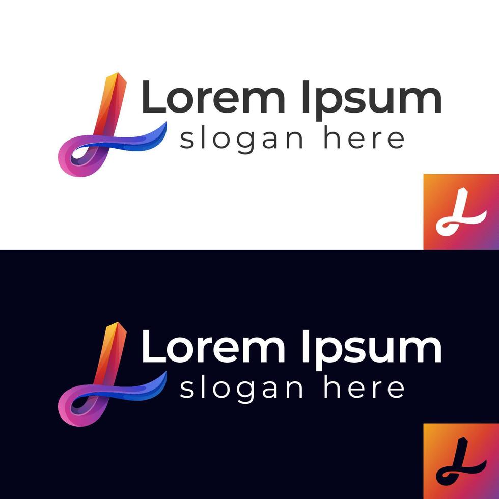 färgglad abstrakt bokstaven l eller j logotypdesign för ditt företag och din identitet vektor