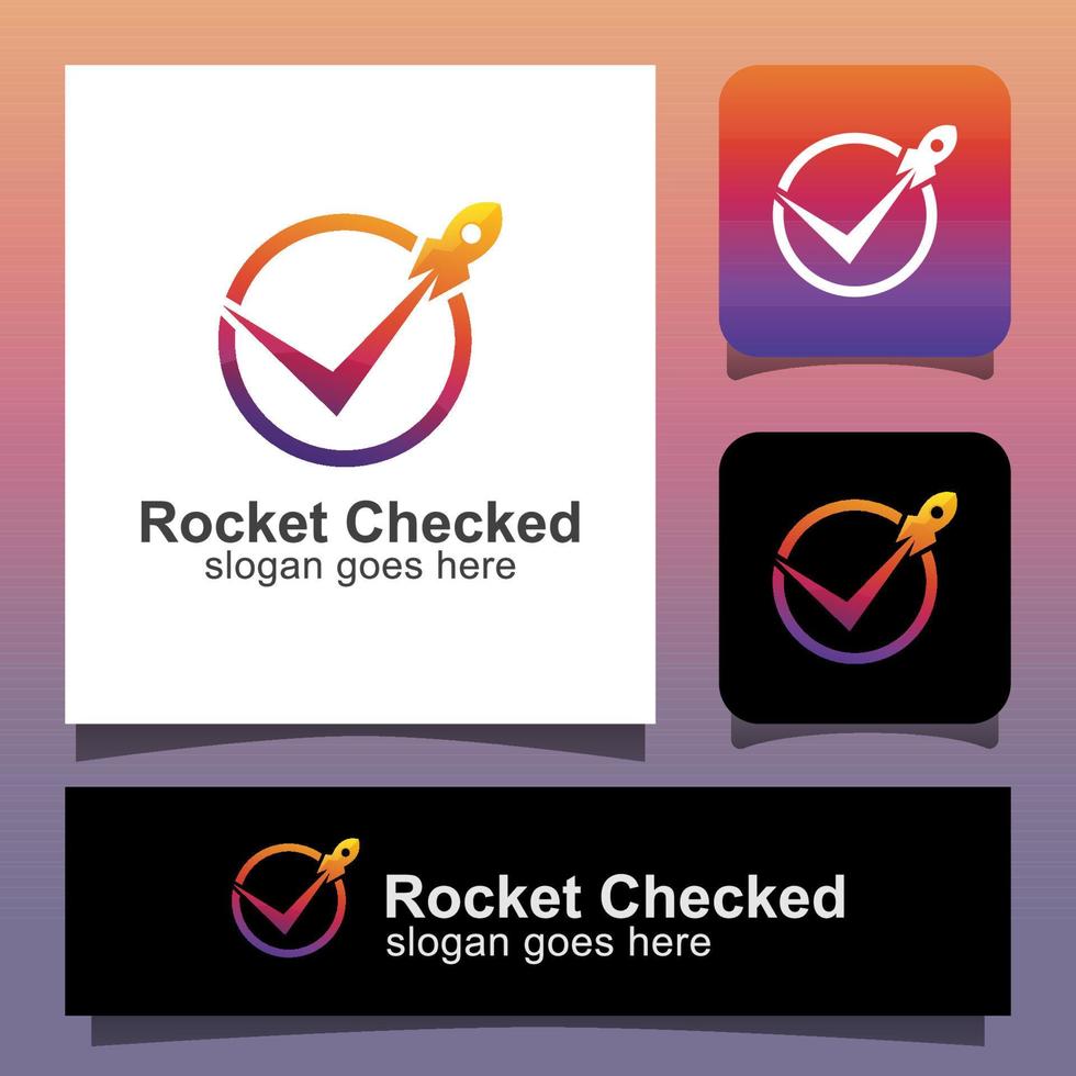 moderne rakete geprüft geschäftstechnologie logo, prüfung verifiziert, kennzeichen, symbol, zeichen vektor