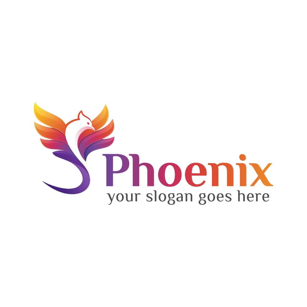 bunte fliegen phoenix oder adler logo design vektorvorlage vektor