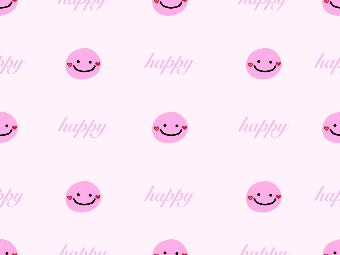 leende seriefigur seamless mönster på rosa bakgrund. vektor