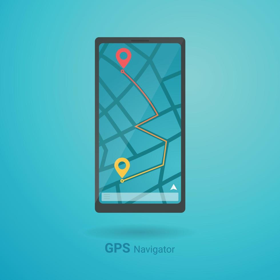 gps-navigation auf dem smartphone, stadtplannavigation vektor