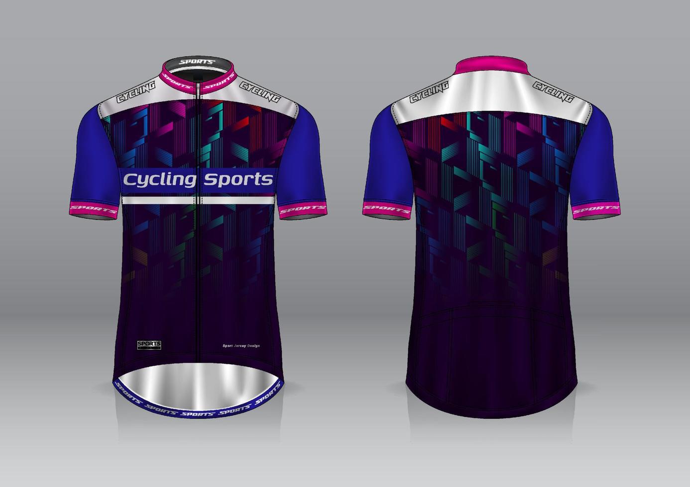 jerseydesign för cykling, framifrån och bakifrån, och lätt att redigera och skriva ut på tyg, sportkläder för cykellag vektor