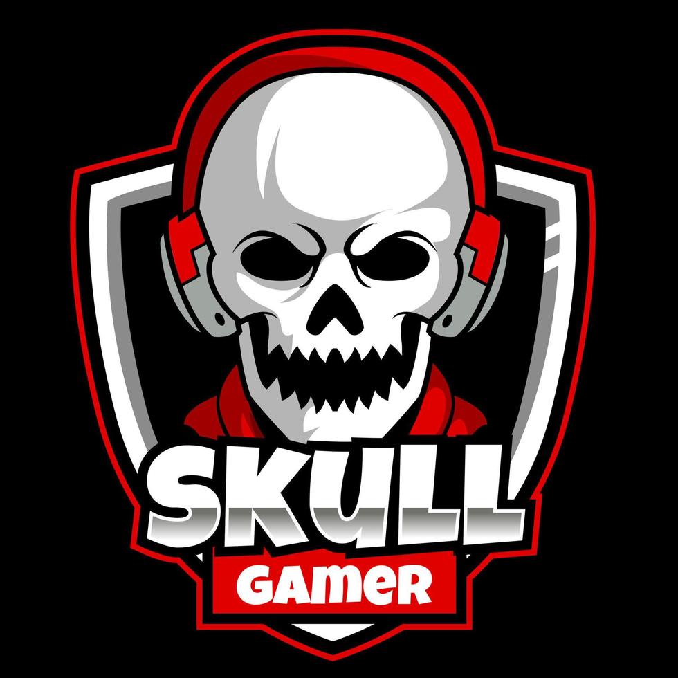 skalle gamer maskot logotyp gaming vektor illustration