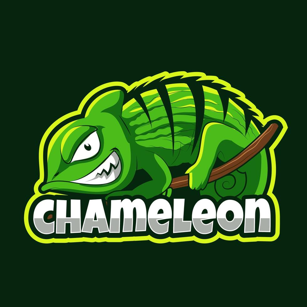 kameleont maskot gaming logotyp vektor