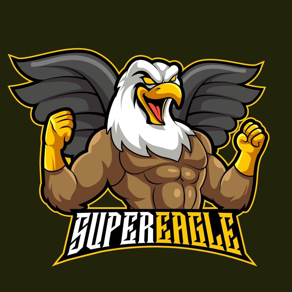 Super-Adler-Maskottchen-Logo-Gaming-Vektor-Illustration vektor