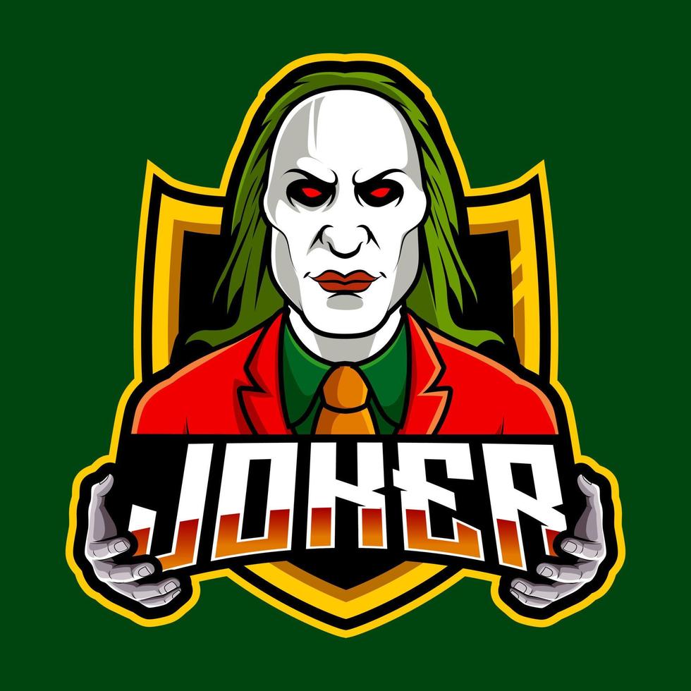 joker-maskottchen für sport- und esport-logo-vektorillustration vektor