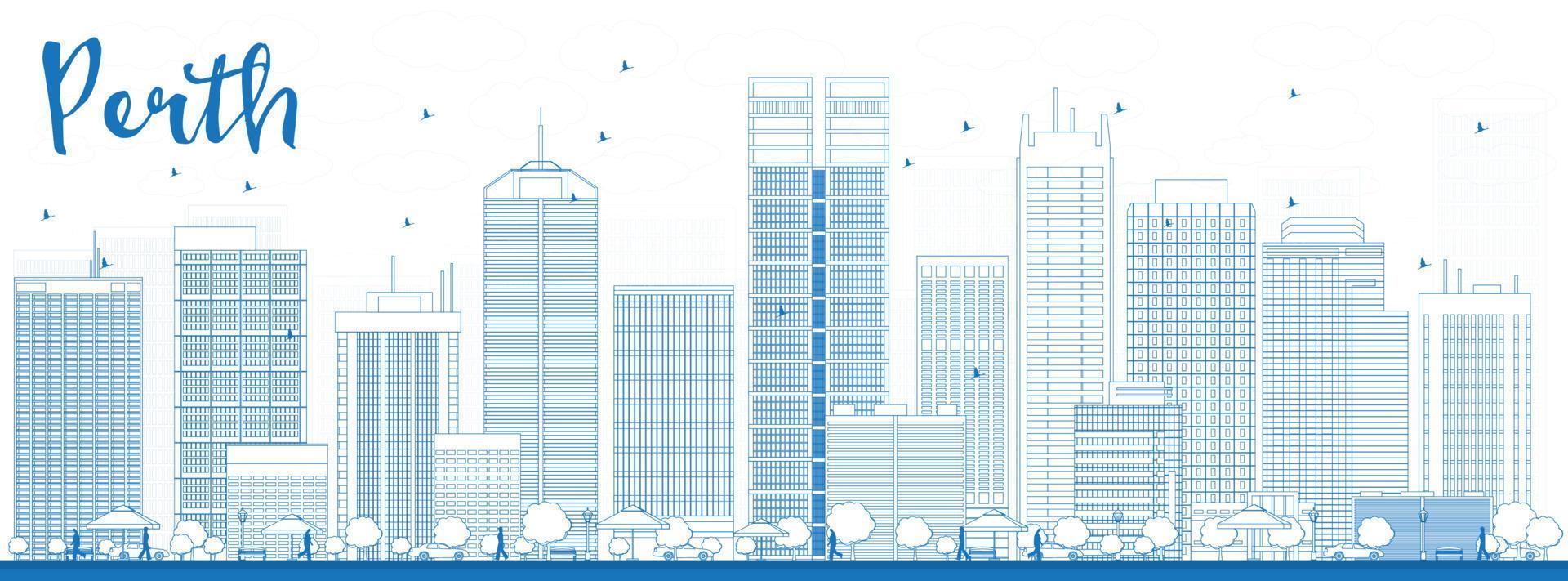 Skyline von Perth mit blauen Gebäuden. vektor