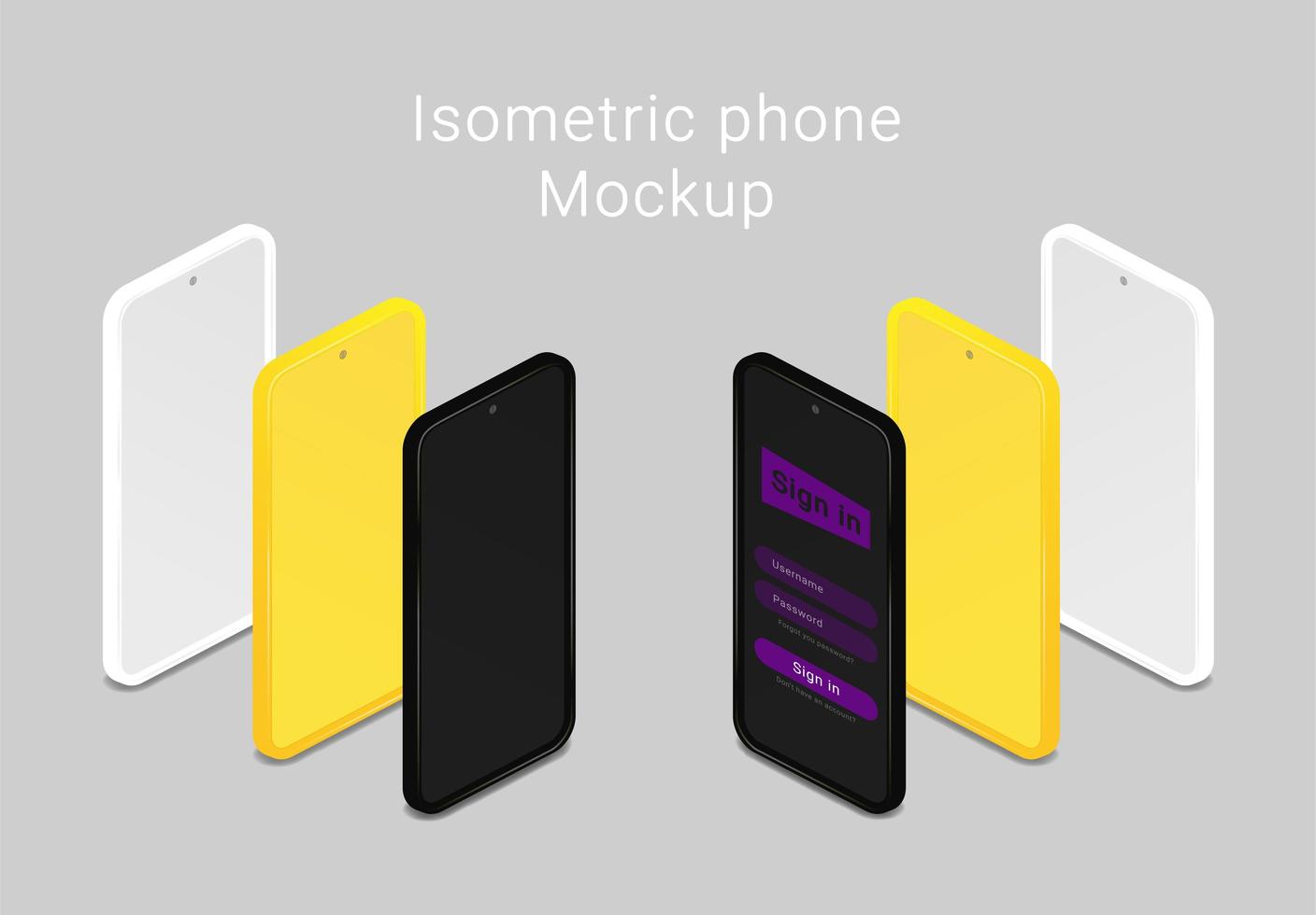 isometrische minimalistische Telefonmodelle vektor