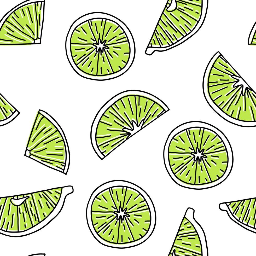 mönster med doodle handritade citronskivor. vektor illustration