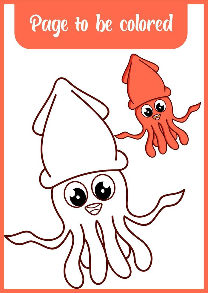 målarbok för barn. söt bläckfisk vektor
