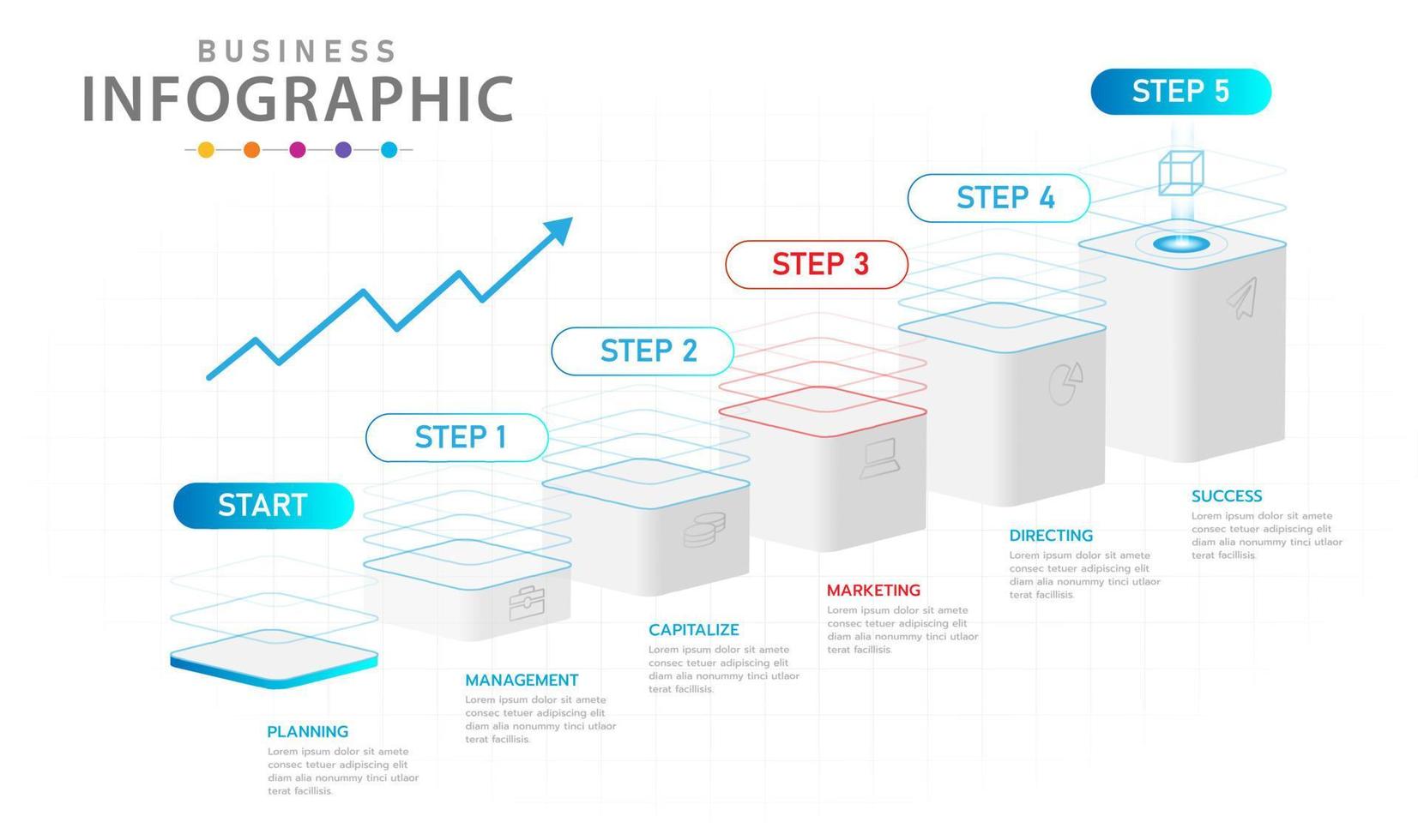 infographic mall för företag. 6 steg modern sci-fi projekt tidslinje, presentation vektor infographic.