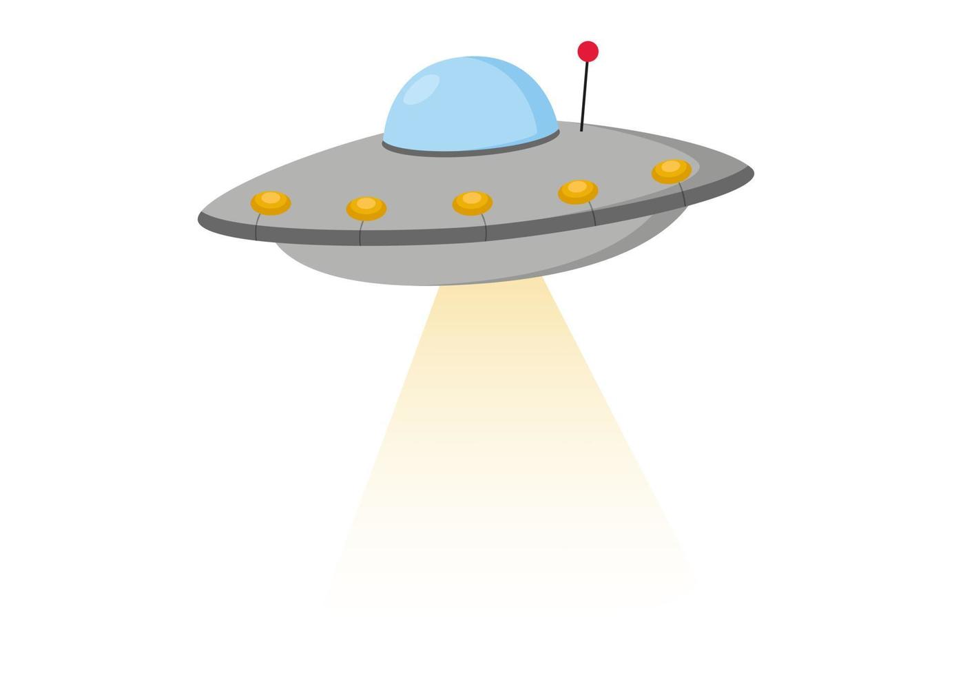 tecknad ufo isolerad på vit bakgrund. främmande ufo vektor