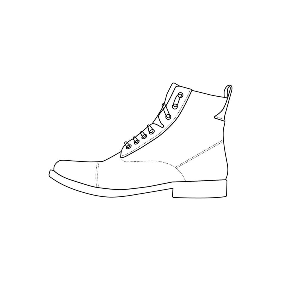 läderskor kontur ikon illustration på isolerade vit bakgrund lämplig för skor, stövlar, tillbehör ikon vektor