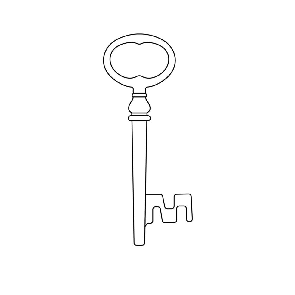 Vintage Key Outline Icon Illustration auf isoliertem weißem Hintergrund geeignet für Antik, Retro, Sicherheitssymbol vektor