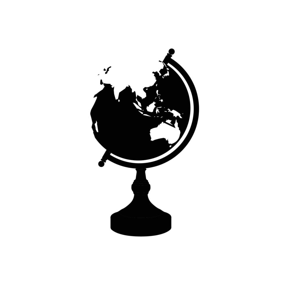 Globus-Silhouette. Schwarz-Weiß-Icon-Design-Element auf isoliertem weißem Hintergrund vektor
