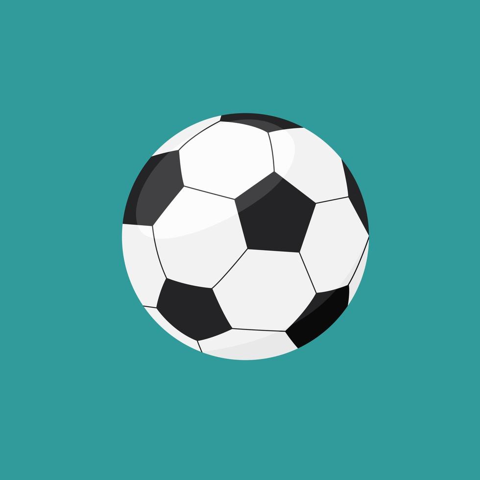 Fußball isoliert. flache vektorillustration des balls für fußballspiel auf grünem hintergrund vektor