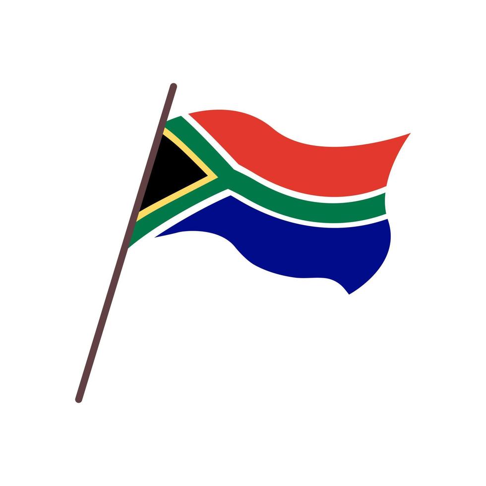 schwenkende flagge von rsa, republik südafrika. isolierte Flagge auf weißem Hintergrund. flache vektorillustration vektor