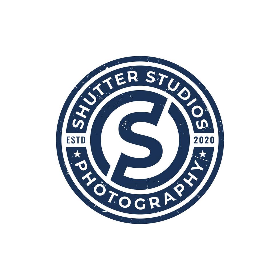 Anfangsbuchstabe s Shutter Studios Retro-Vintage-Abzeichen-Label-Logo-Design-Vektor vektor