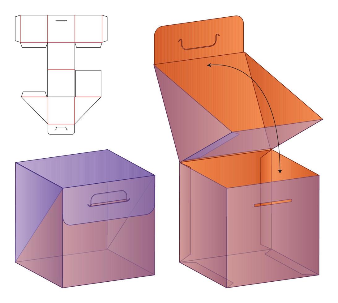 Box Verpackung gestanzte Vorlage Design. 3D-Modell vektor