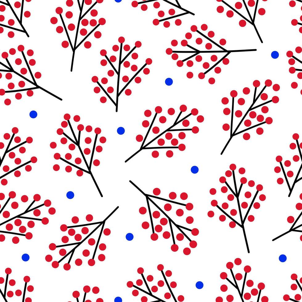 nahtlose Muster mit roten Beeren auf weißem Hintergrund vektor