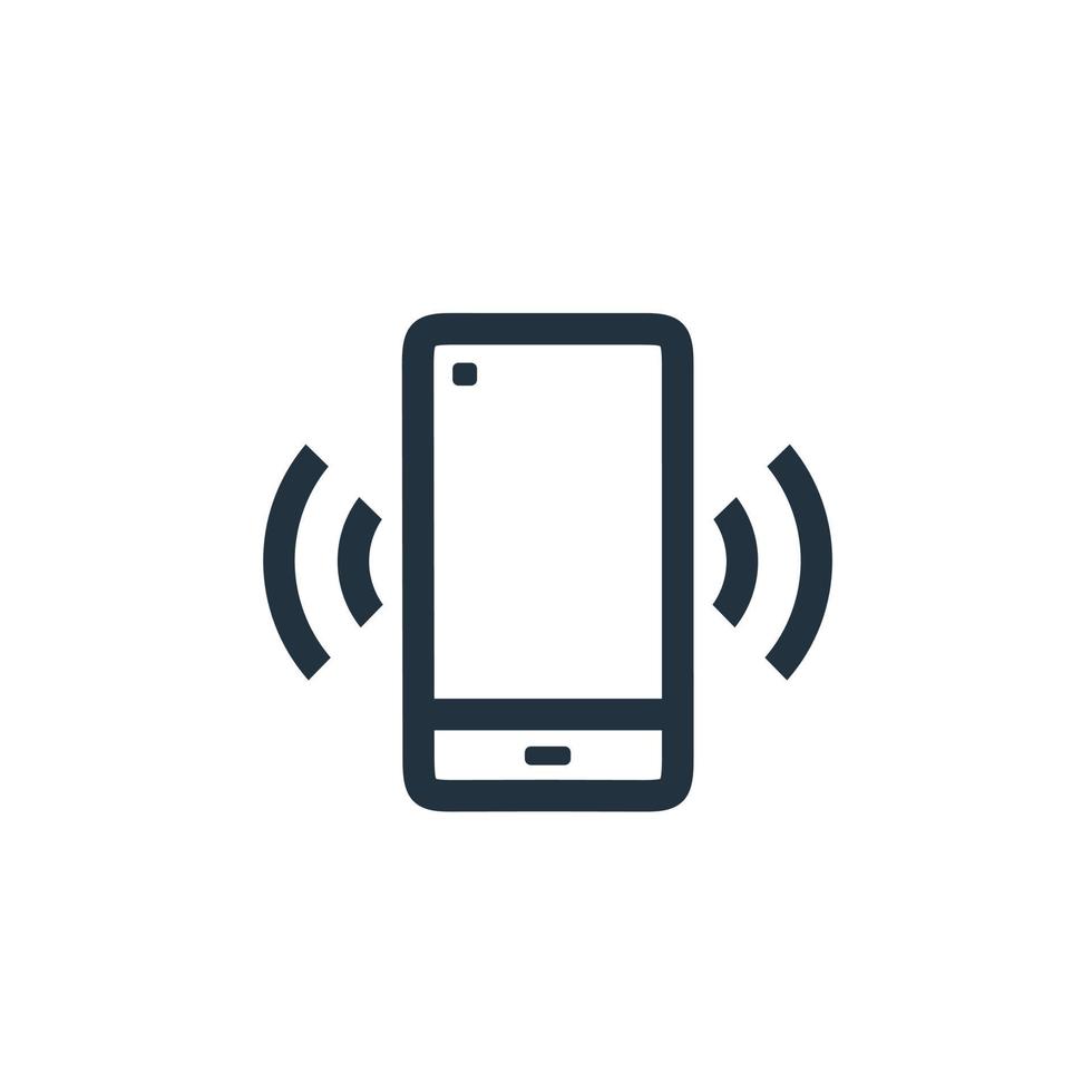 den ringande telefonikonen är isolerad på en vit bakgrund. mobiltelefonsymbol för webb- och mobilapplikationer. smartphone linje vektor tecken.