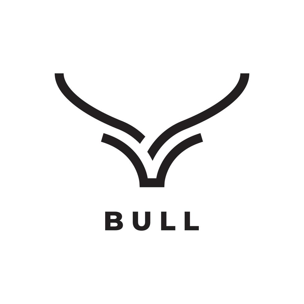 longhorn oxe tjur ko boskap linjekonst logotyp design vektor