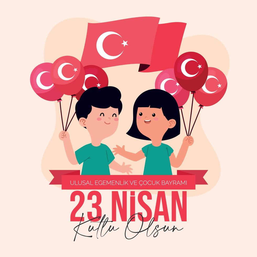 23 nisan ulusal egemenlik ve cocuk bayrami. 23 april nationell suveränitet och barnens dag. eps10 vektorillustration. vektor