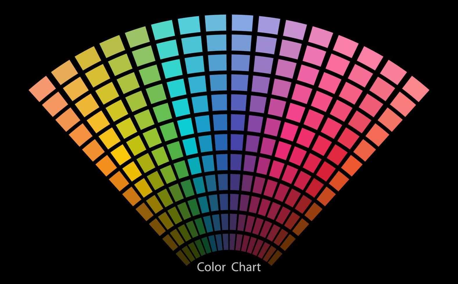 färgkarta designer verktyg textur mönster bakgrund. färgpalett. bordsfärgnyanser. färg harmoni. trendiga färger. vektor illustration isolerad på svart bakgrund