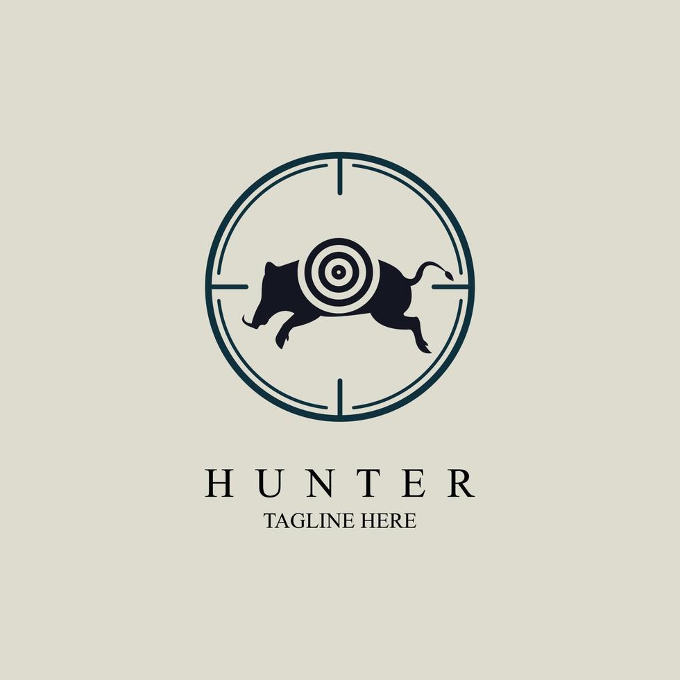 Pig Hunter Bow Target Logo Designvorlage für Marke oder Unternehmen vektor