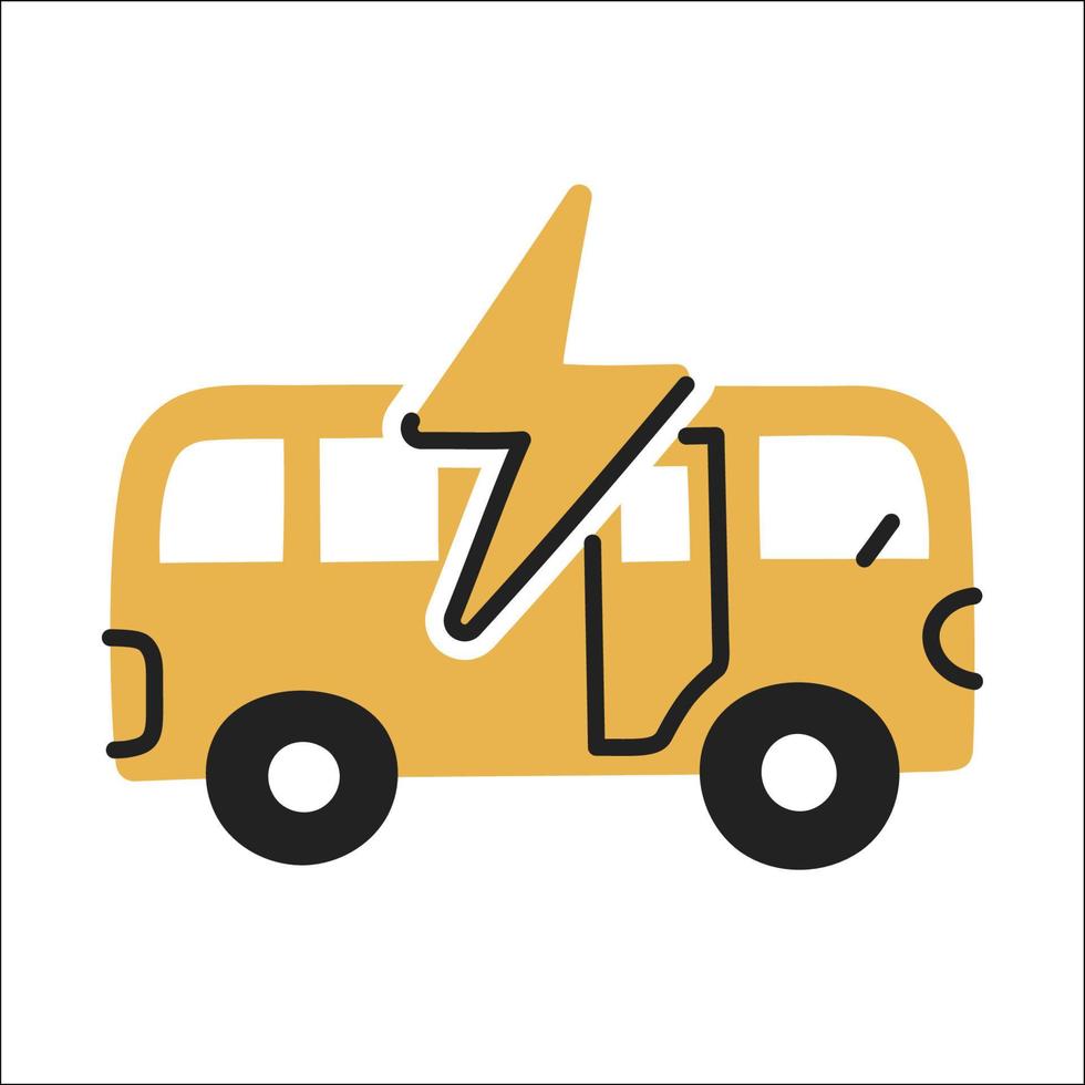 elektrisches Fahrzeug. handgezeichnetes Ev-Doodle-Symbol. vektor