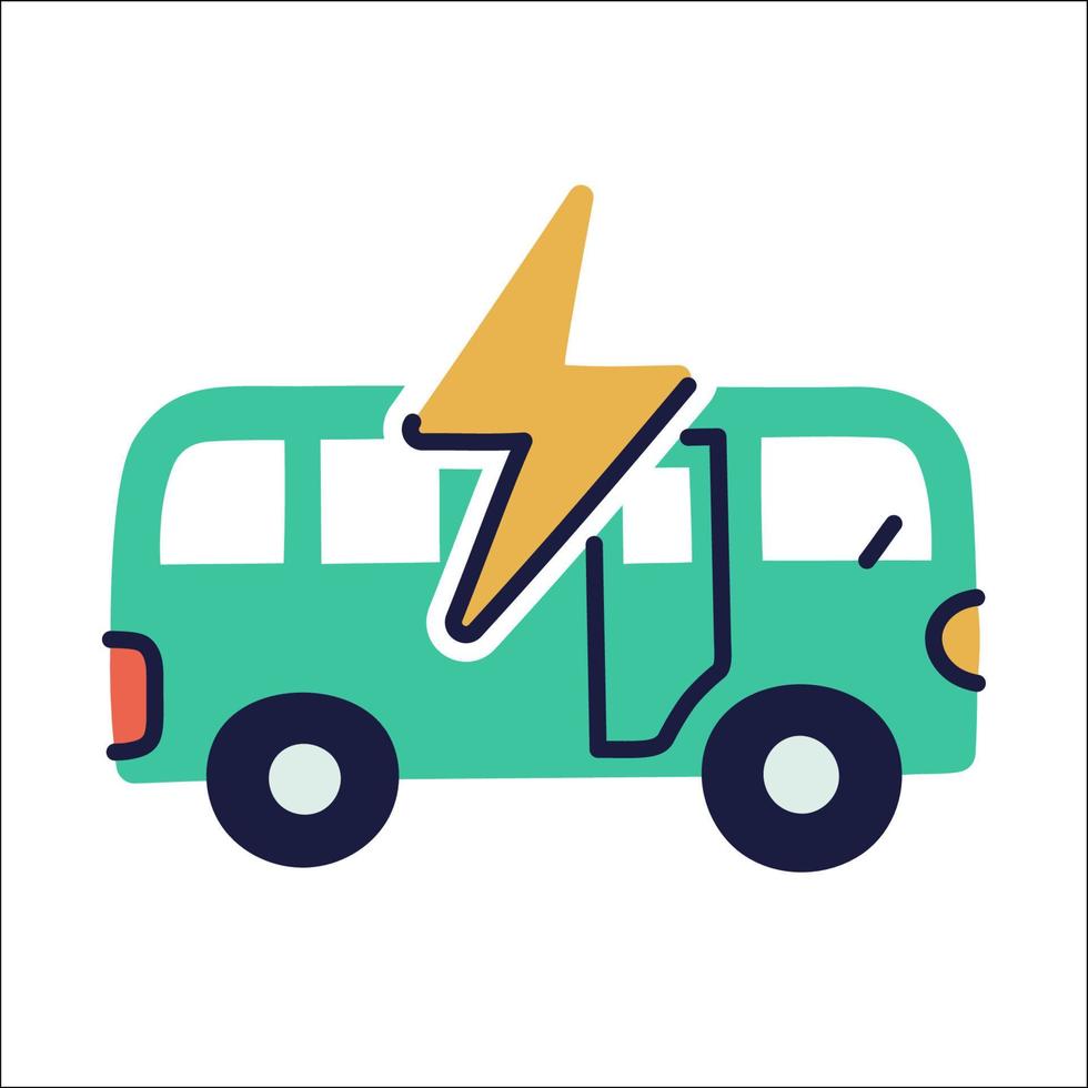 elektrisches Fahrzeug. handgezeichnetes Ev-Doodle-Symbol. vektor