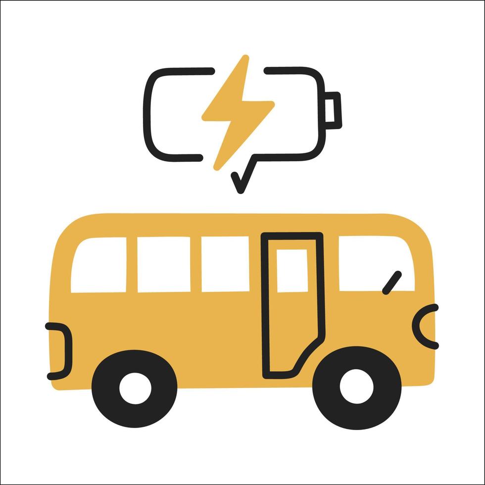elektrisches Fahrzeug. handgezeichnetes Ev-Doodle-Symbol. vektor