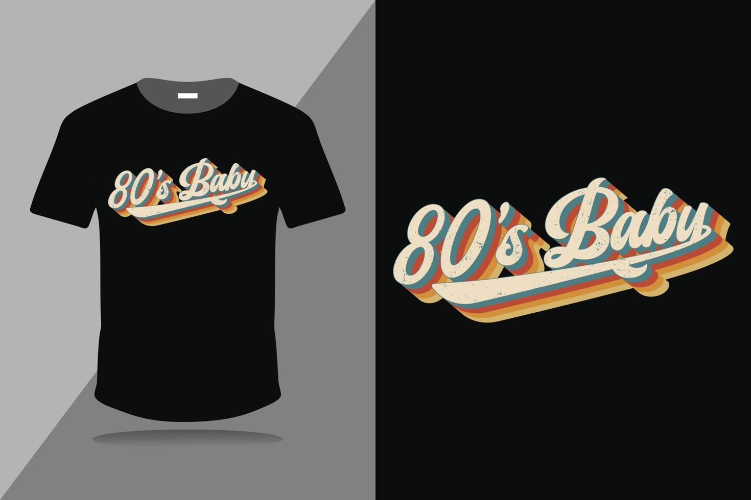 80er-Jahre-Baby-Retro-Vintage-T-Shirt-Design-Vektorvorlage. Retro-Schriftzug Vektor