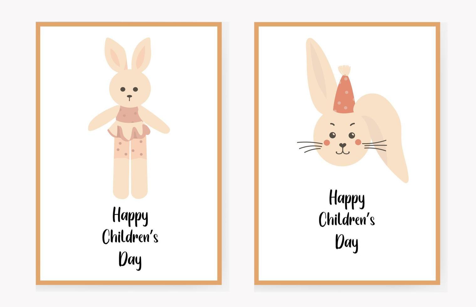 Satz Einladungskarten für Kinder mit Hasen und einem Kaninchen. Glückwunsch. Vektor-Illustration. vektor