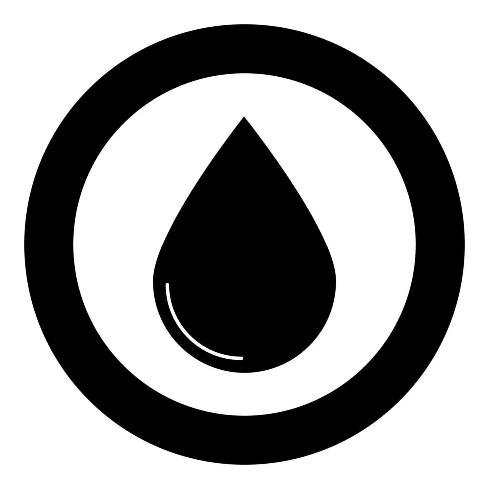 Drop-Symbol schwarze Farbe im Kreis vektor