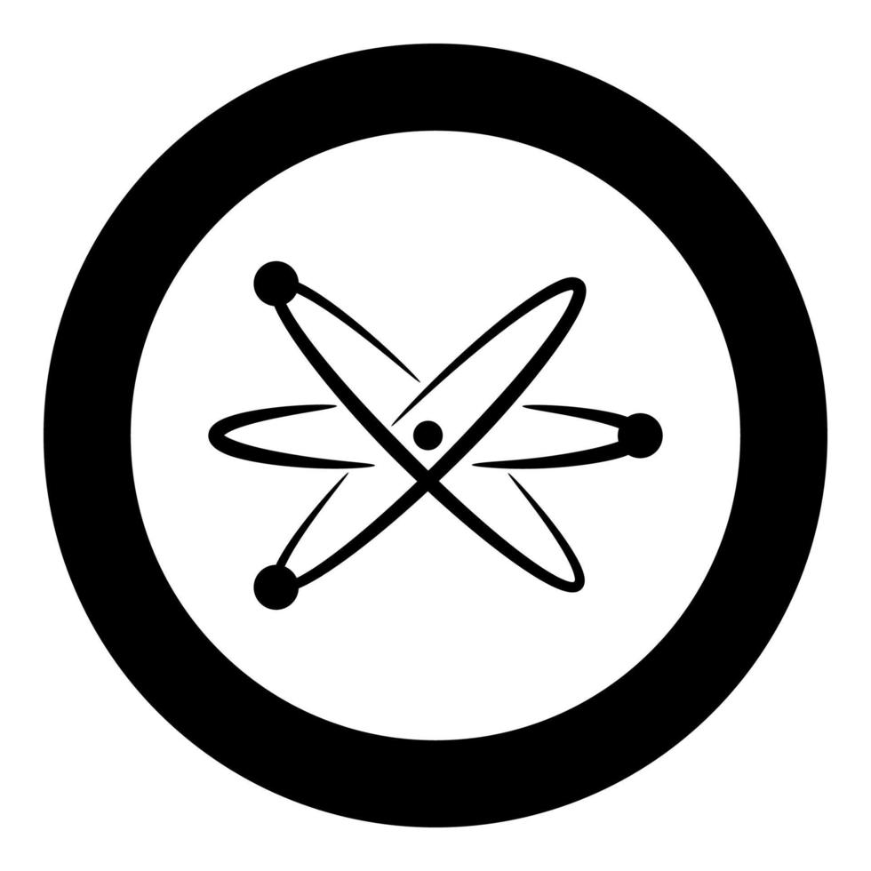 Atom-Symbol schwarze Farbe im Kreis vektor