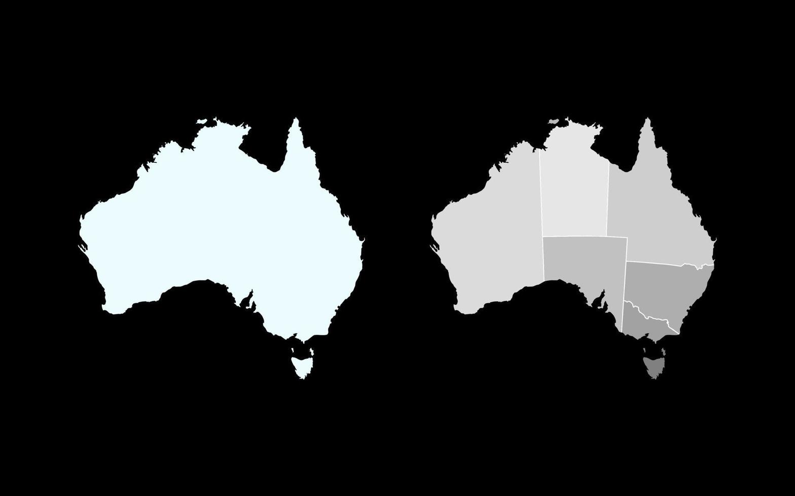 Australien karta. australisk karta vektor design illustration. Australian land kartsamling. australiska land kartikon på vit bakgrund.