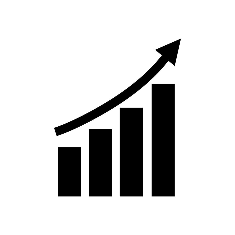 Symbol für Gewinnwachstum. Diagramm Gewinnvektor. Analysesymbol isoliert auf weißem Hintergrund. Analysedaten Symbol Vektor Design Illustration. Diagramm Gewinn wachsendes Geschäft.