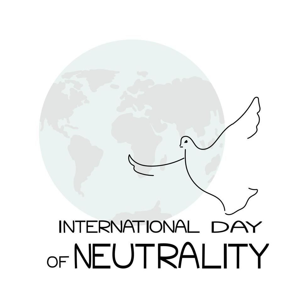 internationell dag för neutralitet, schematisk representation av planeten jorden, en siluett av en duva som ett tecken på fred och en tematisk inskription vektor