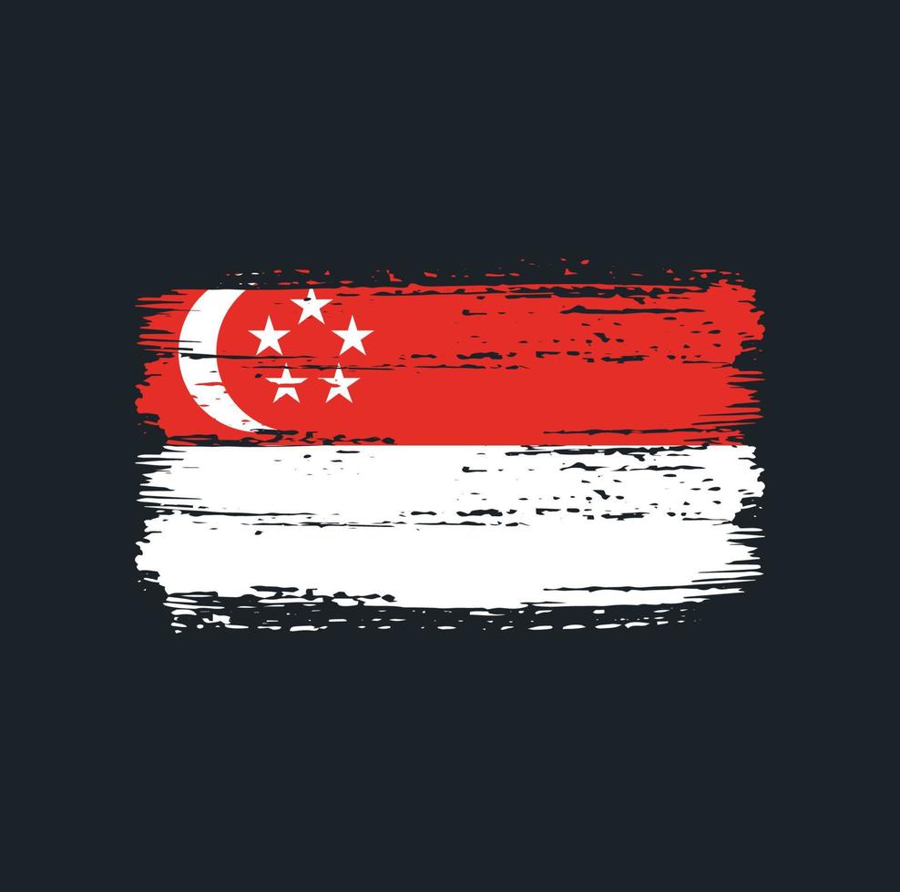 Pinselstriche der Singapur-Flagge. Nationalflagge vektor