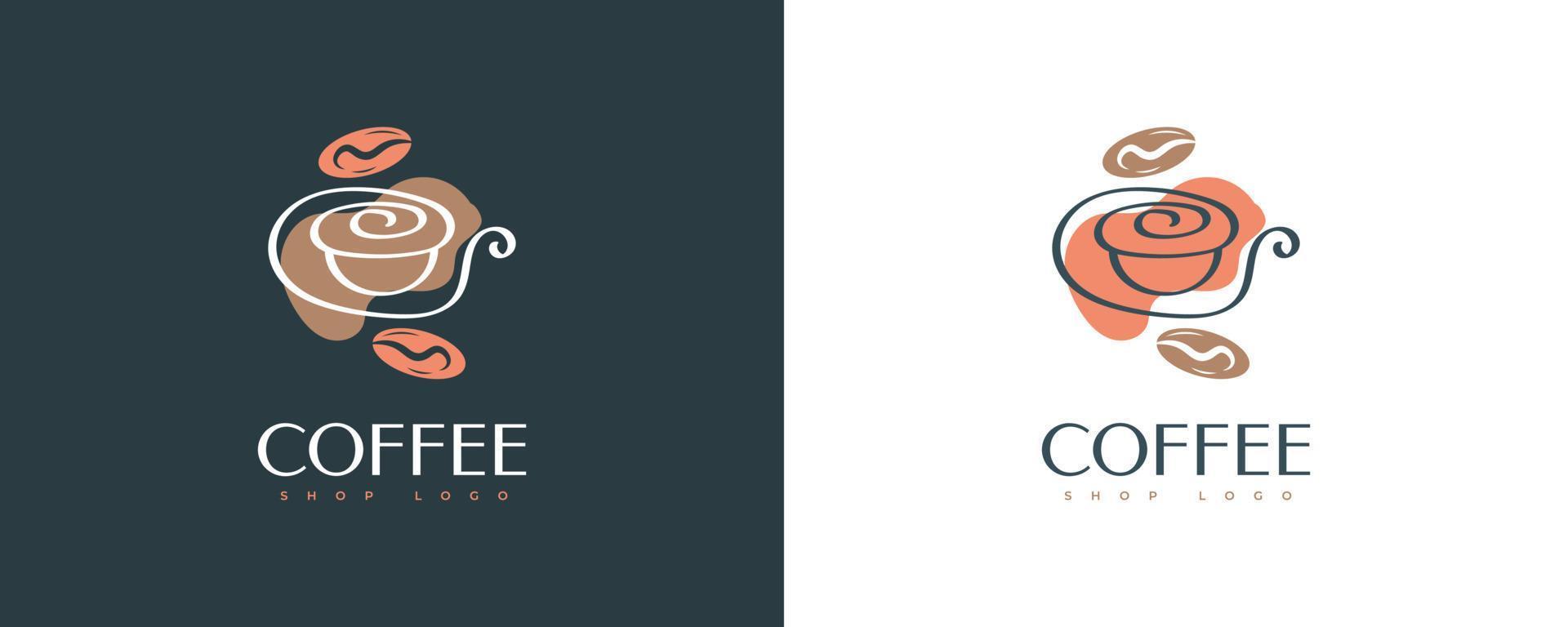 elegantes und minimalistisches Café-Logo-Design. Café-Logo oder Marke mit Linienstil vektor