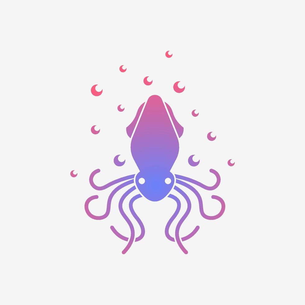 Oktopus auf Unterwasser-Logo-Vektor-Illustrationsdesign mit Abstufung blau, Oktopus-Icon-Design-Vorlagen-Inspiration vektor