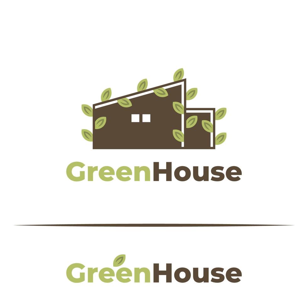 Öko-Logo-Vektor-Illustrationsdesign für grünes Haus, Inspirationsvorlage für das Design des Hausökologie-Logos vektor