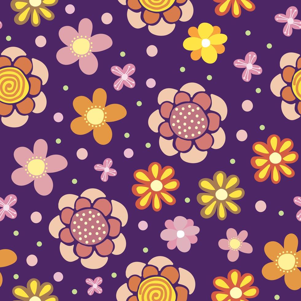 seamless mönster av vårblommor. digitalt skrotpapper. enkla blommor är handritade i doodle stil vektor