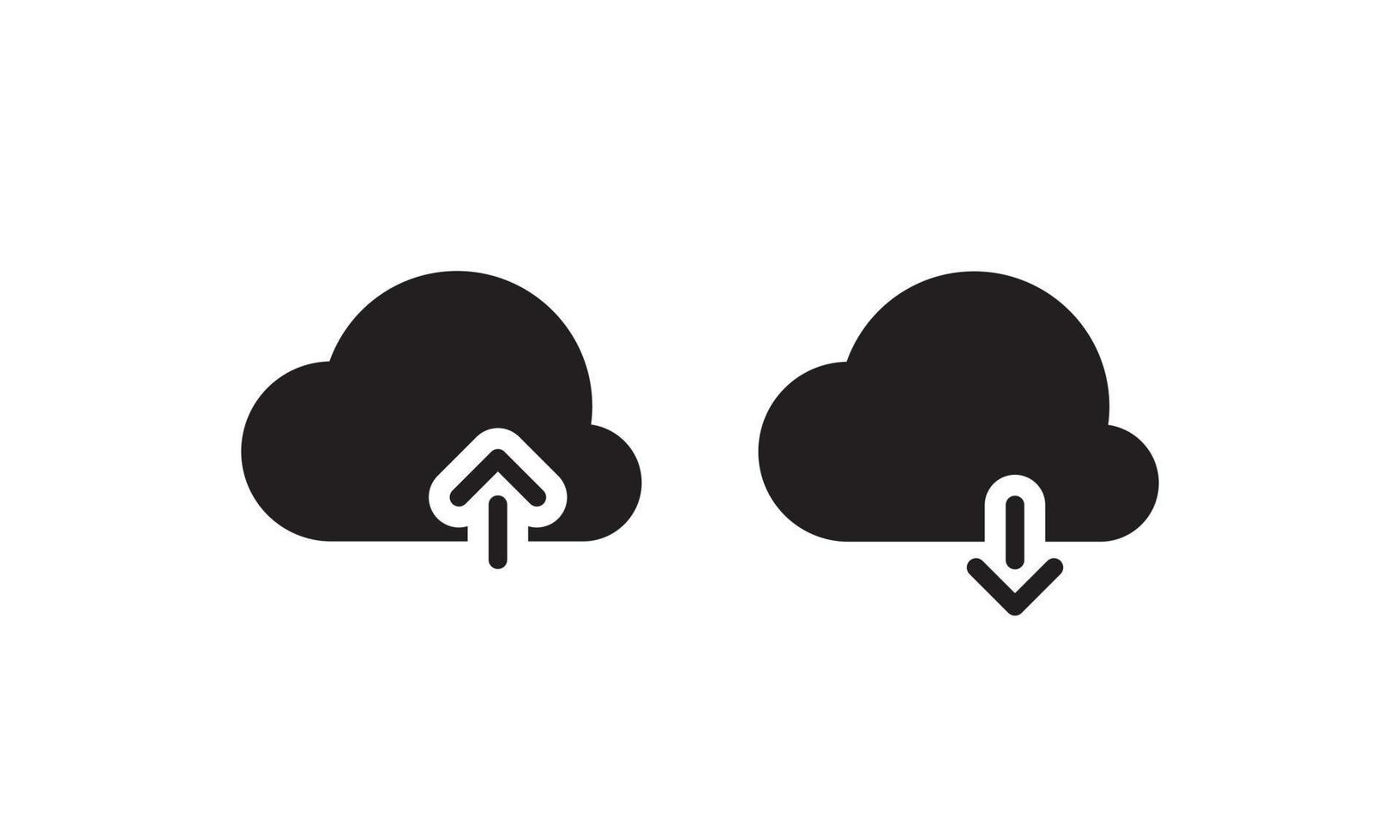 moln uppladdning och nedladdning ikon vektor i platt stil