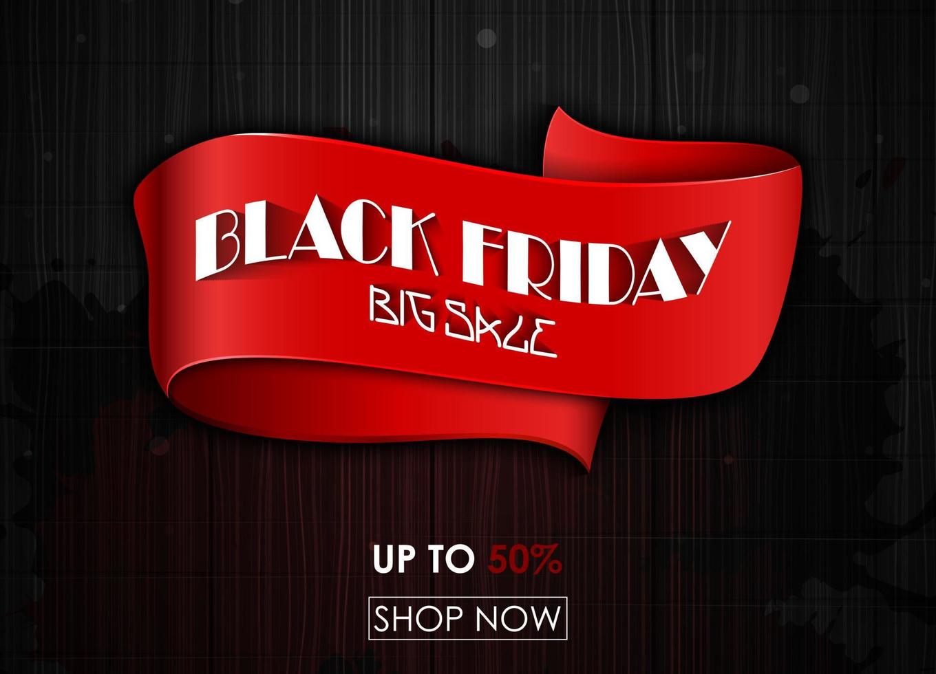 Black Friday Big Sale Red Tag Ribbon Banner auf schwarzem Hintergrund vektor